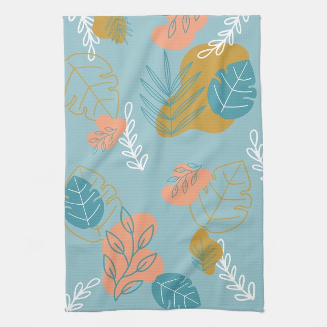 Leaves Shapes Drawn year round Boho Scandi Dish Kitchen Towel (Vertical)