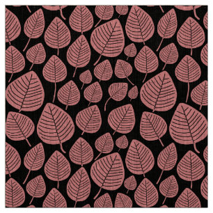 Leaves - Soft Pink on Black Fabric