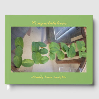 Leaves Spell Leave Green With Gold Foil Guestbook