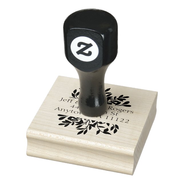 Leaves Split Border Personalized Rubber Stamp (Stamp)