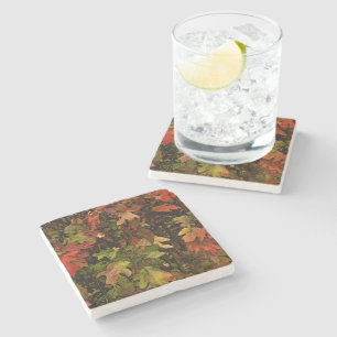 "LEAVES" TRAVERTINE, CORK-BACKED COASTERS
