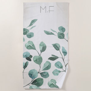 Leaves Tree Eucalypt Watercolor Novelty Beach Beac Beach Towel
