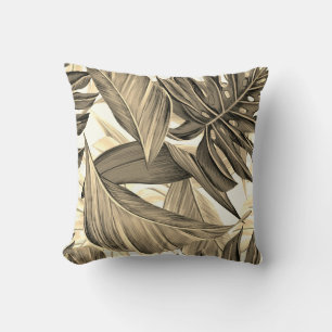 Leaves, tropical, exotic throw pillow