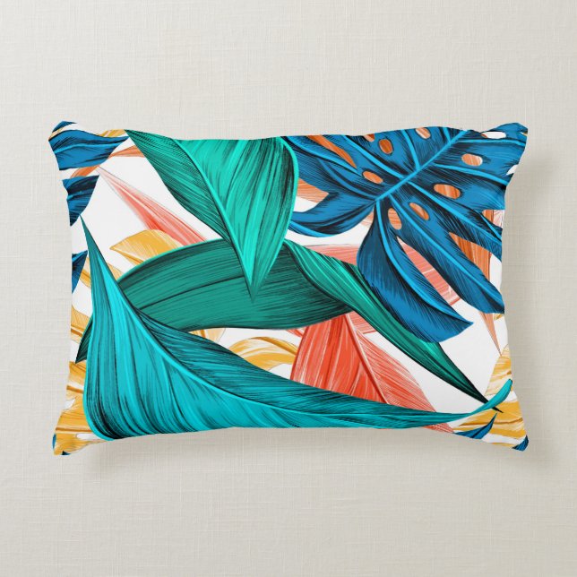 Leaves tropical summer exotic accent pillow (Front)
