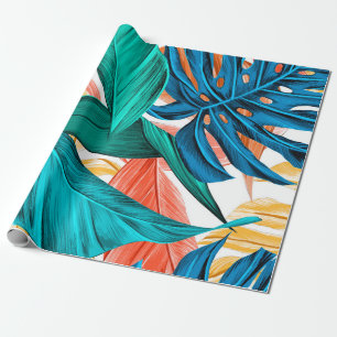 Leaves tropical summer exotic wrapping paper