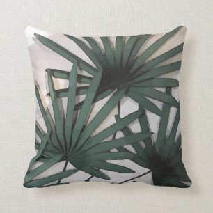 Leaves watercolour two side dark green and grey throw pillow