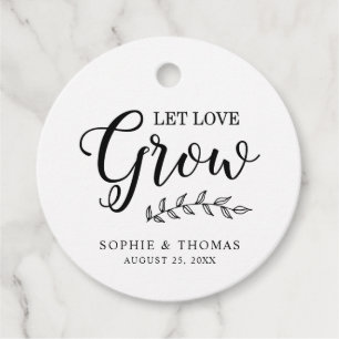 Leaves Wedding Let Love Grow Round Favour Tags