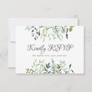 Leaves Wedding Reply with Song Request Meal Choice RSVP Card