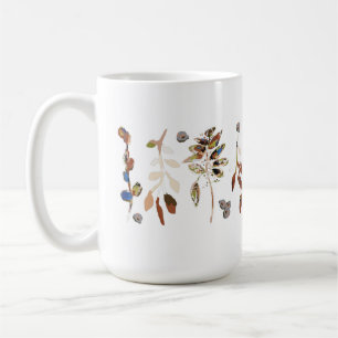 Leaves White Elegant Watercolor Floral Coffee Mug