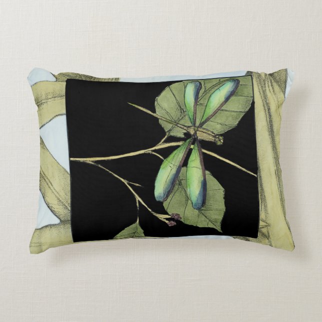 Leaves with Dragonfly Inset by Jennifer Goldberger Accent Pillow (Front)