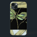 Leaves with Dragonfly Inset by Jennifer Goldberger iPhone 13 Case<br><div class="desc">This drawing of leaves by Jennifer Goldberger features an inset of a dragonfly on a black background. The nighttime feel of the inset contrasts nicely with the daytime feel of the print of leaves. Get yours today!</div>