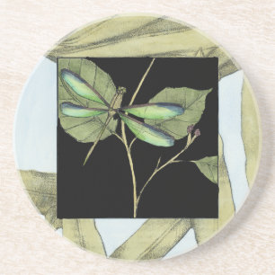 Leaves with Dragonfly Inset by Jennifer Goldberger Coaster