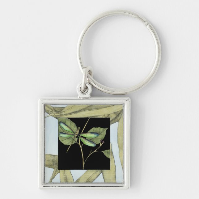 Leaves with Dragonfly Inset by Jennifer Goldberger Keychain (Front)