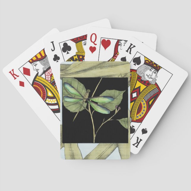 Leaves with Dragonfly Inset by Jennifer Goldberger Playing Cards (Back)