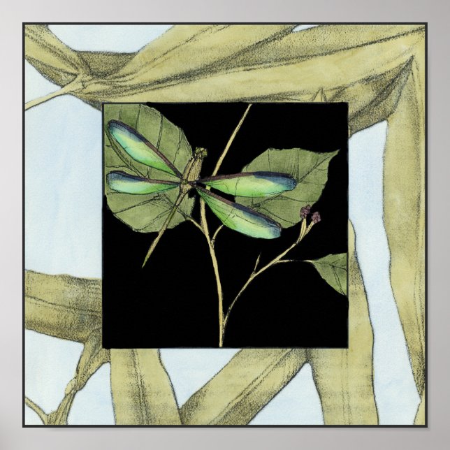 Leaves with Dragonfly Inset by Jennifer Goldberger Poster (Front)