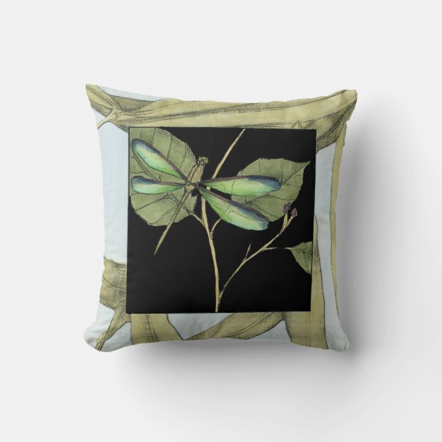 Leaves with Dragonfly Inset by Jennifer Goldberger Throw Pillow (Front)