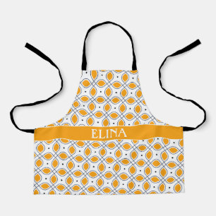 Leaves Yellow Black Minimal Pattern Apron