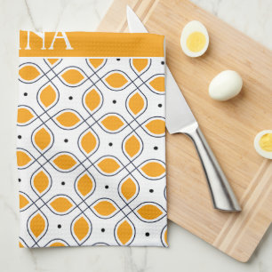 Leaves Yellow Black Minimal Pattern Kitchen Towel