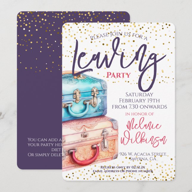 Leaving Party Suitcase Travel Invitation (Front/Back)