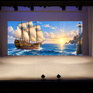 Leaving the Harbour Sailing Ship Nautical Photo Banner