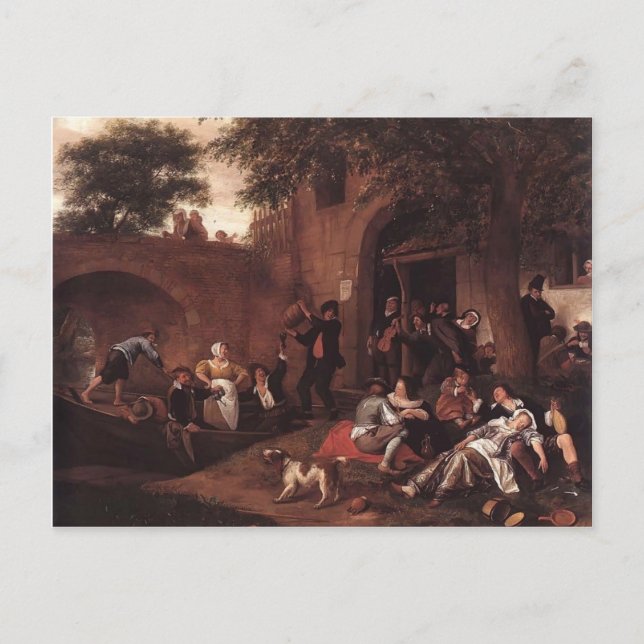 Leaving the Tavern by Jan Steen Postcard (Front)