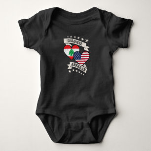 Lebanese American Heart Flags Lebanon America Baby Bodysuit