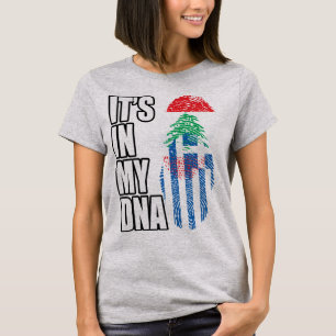 Lebanese And Greek Mix Heritage DNA Flag T-Shirt