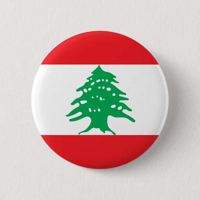 Lebanese Flag - Flag of Lebanon علم لبنان 2 Inch Round Button (Front)