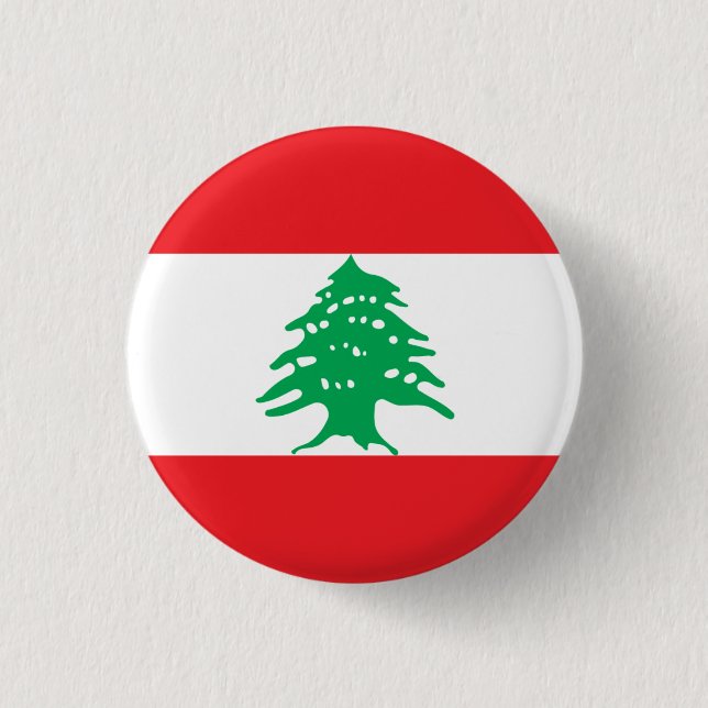 Lebanese Flag, Flag of Lebanon 1 Inch Round Button (Front)