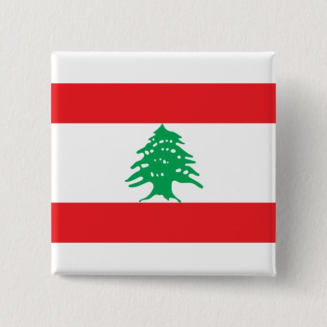Lebanese Flag (Lebanon Flag) 2 Inch Square Button (Front)