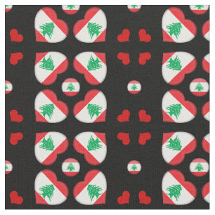 Lebanese Flag & Lebanon Hearts fashion Fabric