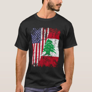 Lebanese Roots Half American Flag Lebanon T-Shirt