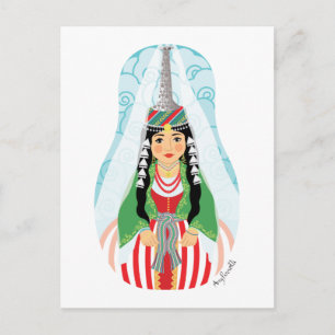 Lebanese tall headdress Matryoshka Postcard