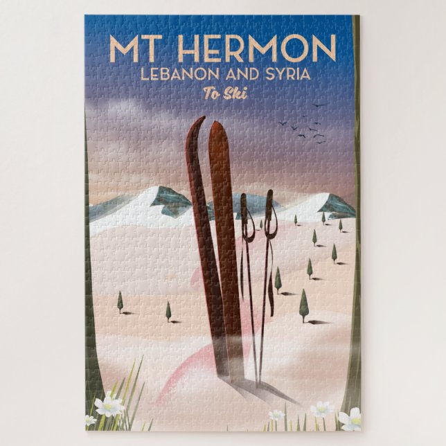 Lebanon and Syria Mt Hermon Ski Jigsaw Puzzle (Vertical)
