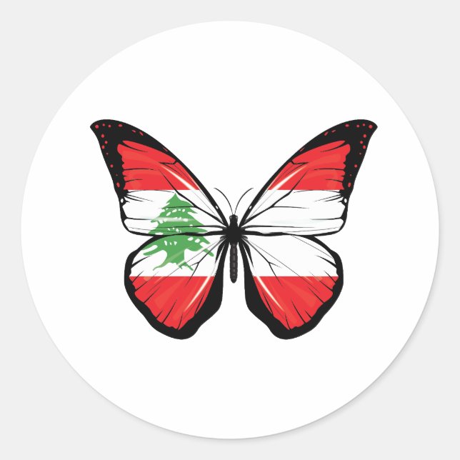 Lebanon Butterfly Flag Classic Round Sticker (Front)