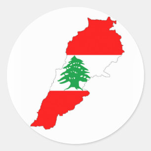 lebanon country flag map shape symbol classic round sticker