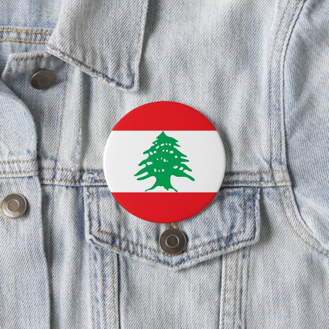 Lebanon flag 3 inch round button (In Situ)