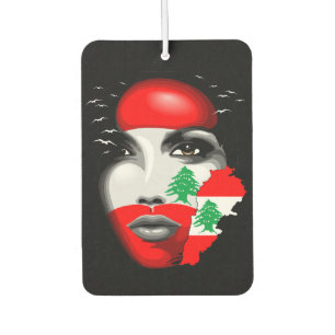 Lebanon Flag and Map on girl's face Air Freshener