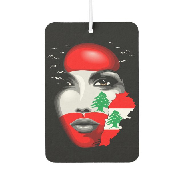Lebanon Flag and Map on girl's face Air Freshener (Front)