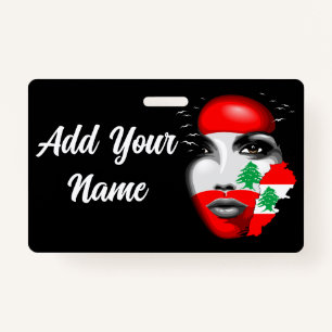 Lebanon Flag and Map on girl's face Badge