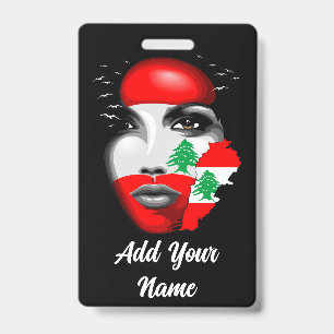 Lebanon Flag and Map on girl's face Badge