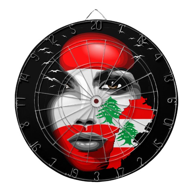 Lebanon Flag and Map on girl's face Dartboard (Front)