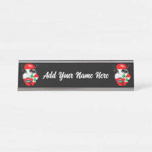Lebanon Flag and Map on girl's face Desk Name Plate