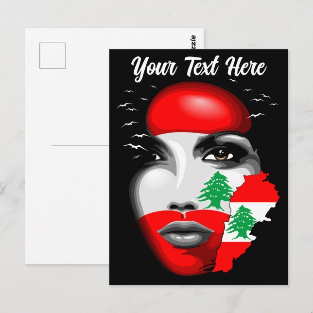 Lebanon Flag and Map on girl's face Postcard (Front/Back)