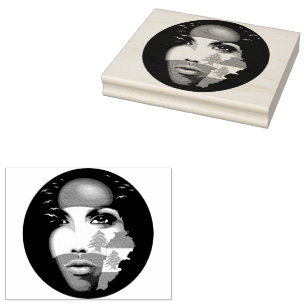 Lebanon Flag and Map on girl's face Rubber Stamp