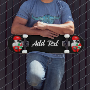 Lebanon Flag and Map on girl's face Skateboard