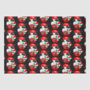Lebanon Flag and Map on girl's face Tissue Paper