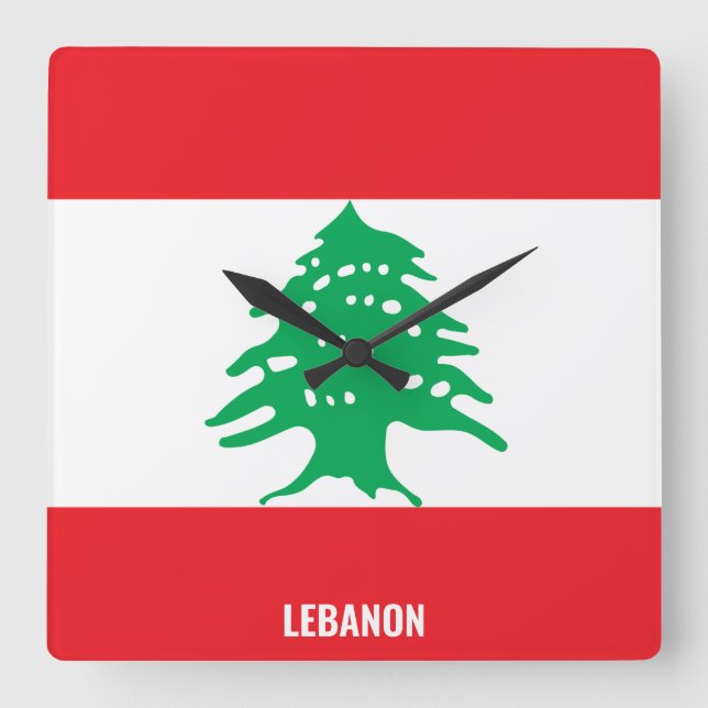 Lebanon Flag Dazzling Patriotic Square Wall Clock (Front)