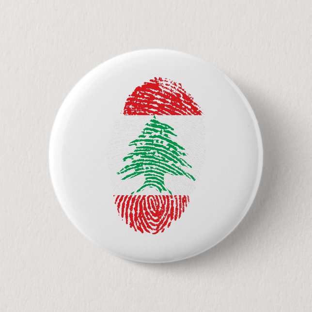 Lebanon Flag Fingerprint Country Pride 2 Inch Round Button (Front)