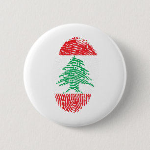 Lebanon Flag Fingerprint Country Pride 2 Inch Round Button